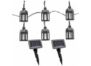 4059157334700 - Etc-shop - Lichterkette Solar Aussenleuchte led Solarlampe Gartenlampe Dekoration in Laternenform Kunststoff schwarz led warmweiß l 200 cm 2er Set