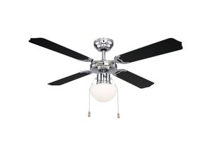 4059157235878 - Etc-shop - Deckenventilator mit Beleuchtung Windmaschine Deckengebläse chrom kühlen wärmen Vor Rücklauf Zugschalter Glas Lampe