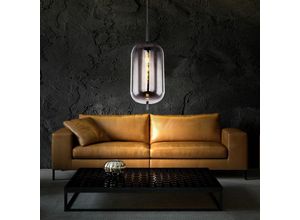 Image of Etc-shop - Vintage Pendel Decken Lampe retro FIlament Glas Hänge Leuchte rauch im Set inkl. led Leuchtmittel