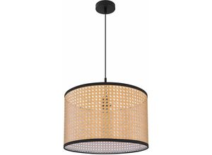 4059157185791 - Etc-shop - Hängelampe Pendelleuchte Deckenlampe Wohnzimmer Hängeleuchte Korbgeflecht Optik in naturfarben Metall schwarz 1x E27 DxH 45x140 cm