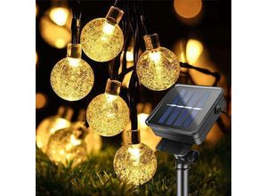 Image of MINKUROW Solar Lichterkette Outdoor, 50 LED Solar Lichterkette Kristallkugeln Wasserdicht IP44 8 Modi Outdoor Solar Lichterkette für Garten,