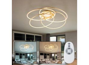 Image of Etc-shop - led Decken Leuchte gold Ring Design Tages Licht cct Fernbedienung alu Lampe dimmbar