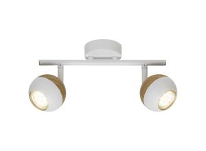 4004353274398 - Lampe Scan led Spotrohr 2flg weiß holz hell 2x LED-PAR51 GU10 3W LED-Reflektorlampen inklusive (250lm 3000K) Köpfe schwenkbar - weiß - Brilliant