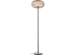 4004353413841 - Lampe Woodball Standleuchte 1flg schwarz matt bambus Metall Bambus braun 1x A60 E27 60 w - braun - Brilliant