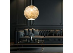 Image of Pendelleuchte Hängeleuchte Kugel chrom Esszimmer Lampe hängend Kugel Esszimmer, orientalisches Muster, 1x E27, DxH 35x136 cm