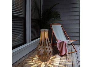 Image of Garten Solarlaterne Bambus Solarlampen Tischlampe Windlicht zum Aufhängen oder Hinstellen für Ihren Garten, led warmweiß, DxH 28x56 cm, Terrasse