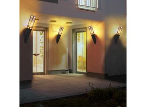 Image of Wandleuchte Außenwandlampe Edelstahl Garten Kupfer rauch Wandlampe Fackel Aussen, schwarz rauch, 1x E27, BxH 7,6x41 cm, 4er Set