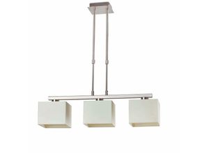 8421776010949 - Faro Barcelona - Faro Thana - 3 Light Ceiling Pendant Bar Weiß Satin Nickel mit weißen Farbtönen E27