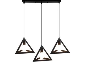 5080300185220 - Axhup - Pendelleuchte Dreieck 3 Flammig Kronleuchter mit Metall Käfig Vintage Hängelampe im Industri Stil E27 Fassung Art Lampen Decor für Wohnzimmer