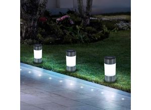 9007371494217 - - Solarleuchten Set Edelstahl Steckleuchten Außen Wegeleuchten Solarlampe Gartenleuchte led warmweiß DxH 63x235 cm 3er Set