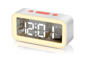 Image of Digitaler Wecker, LED-Digitaluhr mit einstellbarem Nachtlicht, Schlummerfunktion, 2 Alarme, 12/24 Stunden, USB-betriebener digitaler Wecker, Kinder,