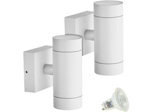 3700710828679 - Arum Lighting - Set mit 2 weißen VENICE-Außenwandleuchten mit zwei Lichtstrahlen und 4 GU10-5-W-LED-Lampen Température de Couleur Blanc chaud 2700K