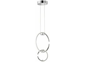 4003474375595 - Wofi - Runde led Hängeleuchte Ring Pendelleuchte Küchenlampe hängend led 2 flammig Chrom modern 1x led 45W 450Lm 4000K LxBxH 35x21x230cm