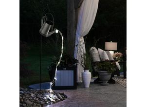 4059157289833 - Etc-shop - Wasserfall Gießkanne Solar led Garten Deko draußen Gießkanne mit Lichterkette Außen mit Halterung 24x led LxBxH 32x32x 90 cm