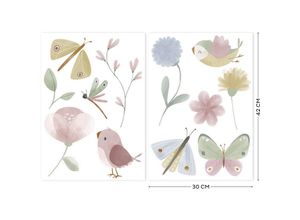 8711444615591 - Wandtattoo LITTLE DUTCH Selbstklebende Set Flowers & Butterfiles Wandtattoos Gr B H T 30 cm x 42 cm x 0 cm Kinder bunt (bunt aquarell matt) Wandtattoos Wandsticker