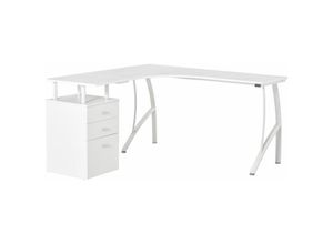 4251774913201 - L-förmiger Schreibtisch mit Schubladen aus der Material mdf Metall Home-Office-Ecke Arbeitsplatz Industriestil Weiß 1435 x 1435 x 76 cm - Weiß+