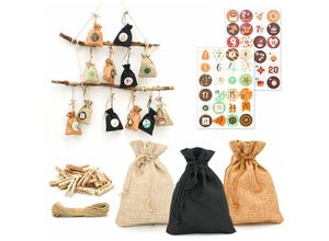 4057216045147 - - diy Adventskalender zum Befüllen - 24 Geschenk Säckchen - Komplettes Bastelset - braun