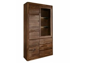 4251213524357 - Massivmoebel24de - Vitrine Sheesham 109x40x202 smoked cherry gebeizt toronto 111 - dunkelbraun