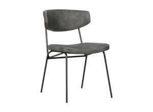 0784196610228 - Toscohome - Vintage Stuhl aus grauem Kunstleder mit schwarzen Metallbeinen - Callisto 0784196610228 - Toscohome - Vintage Stuhl aus grauem Kunstleder mit schwarzen Metallbeinen - Callisto