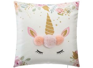 3560238649794 - Atmosphera - Kinderkissen Licorne - Pompons - 39x39 cm créateur dintérieur