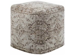 4260602375692 - Beliani - Pouf Taupe Baumwolle quadratisch 42 x 42 cm mit eps Füllung orientalisches Muster Boho-Stil Deko Fußhocker für Wohnzimmer Schlafzimmer Flur