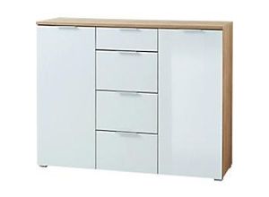 4005949398221 - GERMANIA Sideboard TELDE 3982-242 weiß navarra-eiche 4 Fachböden 1340 x 400 x 1050 cm