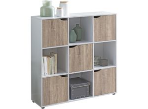 4250950273177 - WOHNLING Regalschrank WL5526 weiß sonoma-eiche 9 Fachböden 890 x 290 x 910 cm