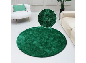 Image of Hochflor-Teppich BRUNO BANANI "Dana Teppich" Teppiche Gr. Ø 140 cm, 30 mm, 1 St., grün (dunkelgrün) Esszimmerteppiche