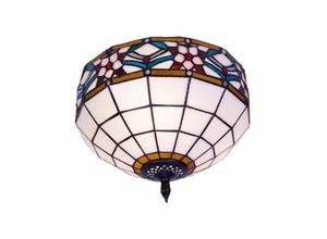 8435763149659 - Fijalo - Deckenlampe an der Decke mit Tiffany -Lampenschirm -Durchmesser 30 cm Rosy -Serie enthält nicht die erforderliche Baugruppen -Glühbirne Ja