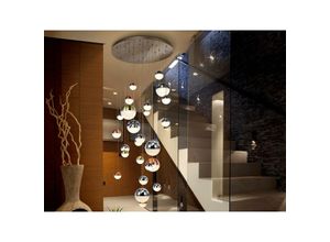 8435435331672 - Schuller Lighting - Schuller Sphere - Dimmbares 27-Licht-integriertes LED-Licht Pendelleuchte Cluster Drop Chromkupfer Satin Messing