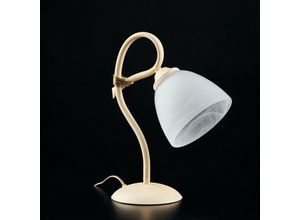 8050713213558 - Bonetti Illumina - Nachttischlampe Eisen Elfenbein Decape Lampenschirm Alabaster Weißglas 23x h31 cm