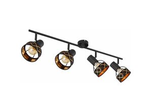 4059157183322 - Deckenspot Strahler Deckenleuchte Esszimmerleuchte Deckenlampe Lampen zum verstellen Metall Textil schwarz gold 4x E14 Fassungen LxBxH 80x11x18 cm