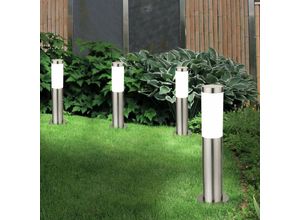 4059157000803 - Etc-shop - 4er Set led Edelstahl Steh Lampen Garten Weg Beleuchtung Terrassen Außen Stand Leuchten silber