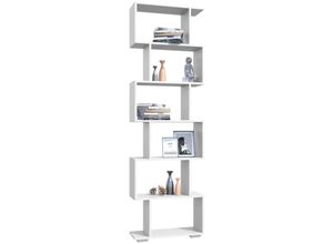 4051814427251 - Holz Raumteiler Stand Regal Bücherregal Deko Bücher 6 Fächer Standregal Palusa L (Farbe Weiß)