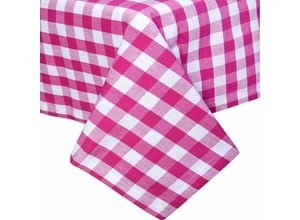 5055967427372 - Pink karierte Tischdecke aus 100% Baumwolle 138 x 138 cm - Rosa - Homescapes