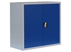 Image of Stahl-Aktenschrank, Aktenschrank abschließbar, Büroschrank, Stahlschrank, Lichtgrau/Blau, 750 x 800 x 383 mm, 530301 - blau
