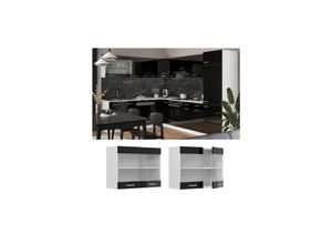 4066731344697 - Glashängeschrank R-Line Solid 80 cm Weiß Schwarz Hochglanz modern Vicco