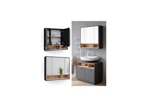 4251421956513 - Spiegelschrank Badschrank Badspiegel 80cm Badmöbel Beatrice 3-türig Ablage