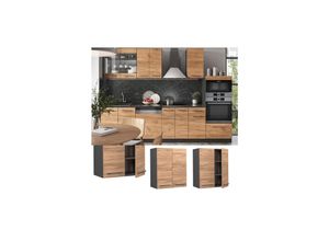 4066731145737 - Hängeschrank Küchenschrank Küchenmöbel Fame-Line Anthrazit Eiche modern 60 cm Küche Einbauküche Hängeschrank Drehtür Einlegeboden Küchenzeile