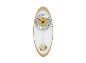 4037445151789 - Pendelwanduhr AMS W7417 gold (goldfarben) Wanduhren B H L 19cm x 3cm x 50cm QuarzuhrGlasgehäuseEsszimmerWohnzimmer