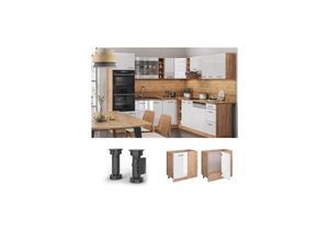 4066731042616 - Eckunterschrank Küchenschrank Küchenzeile R-Line 86 cm Eiche Weiß Tür