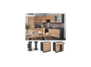 4066731144082 - Schubunterschrank Küchenschrank Küchenmöbel Fame-Line Anthrazit Eiche modern 80 cm Küche Einbauküche Drehtür Schublade Einlegeboden Blende Küchenzeile