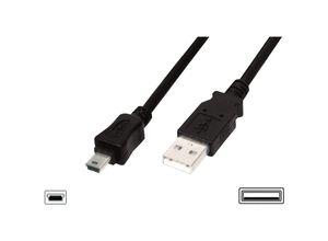 4016032336723 - USB-Kabel usb 20 usb-a Stecker USB-Mini-B Stecker 300 m Schwarz Rund doppelt geschirmt a - Digitus