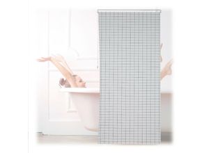 Image of Duschrollo, semitransparenter pvc Badvorhang, Badewanne u. Dusche, 120 x 240 cm, wasserabweisend, weiß/schwarz - Relaxdays