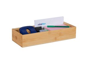 4052025479930 - Aufbewahrungsbox Schreibtisch Organizer Büro Bambus Bad Kosmetik Aufbewahrung hbt 75 x 38 x 15 cm natur - Relaxdays