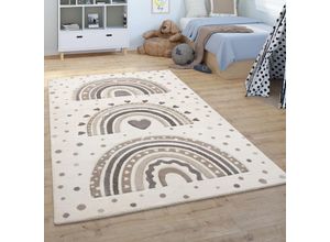 4061981237232 - Kinderteppich Kinderzimmer Teppich Kurzflor Junge Mädchen Punkte Beige 120 cm Rund - Paco Home