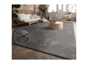 4061981228308 - Paco Home Teppich Wohnzimmer Schlafzimmer Kurzflor Boho Skandi Raute 3D Grau Anthrazit 160x220 cm Anthrazit 2