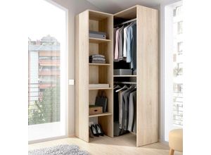 8052773875295 - Kleiderschrank Dalmic Struktur für begehbaren Eckschrank Offene Eckgarderobe 79x88h186 cm Eiche - Dmora