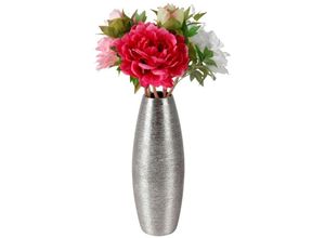 4251699822824 - Keramik Vase Silber glänzend 32x12cm Blumenvase Dekovase Tischvase Keramikvase - Buri