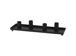 4260700659922 - Spetebo - Metall Kerzentablett für Stabkerzen - 30 x 10 cm   schwarz - Kerzenständer mit 4 Haltern - Kerzenhalter für Tafelkerzen